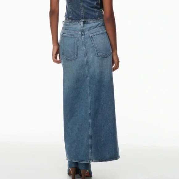 Agolde Leif Denim Slung Maxi Skirt Front Slit Size 27 - Picture 7 of 13